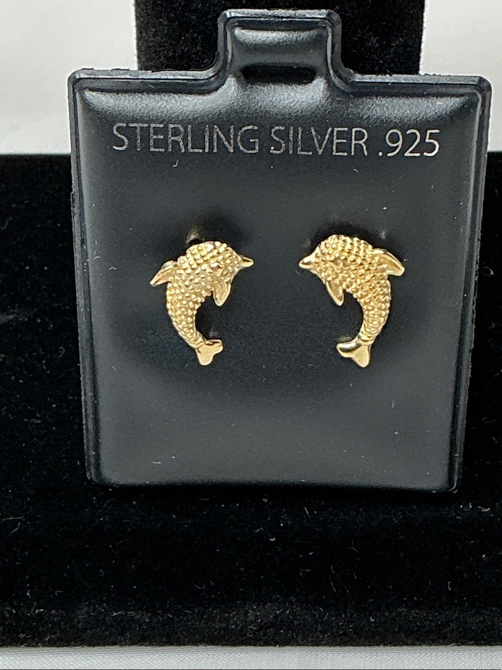 Gold Dolphin Sterling Silver Stud Earrings